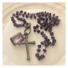 Load image into Gallery viewer, Amethyst Necklace with Pave Diamond Clasp