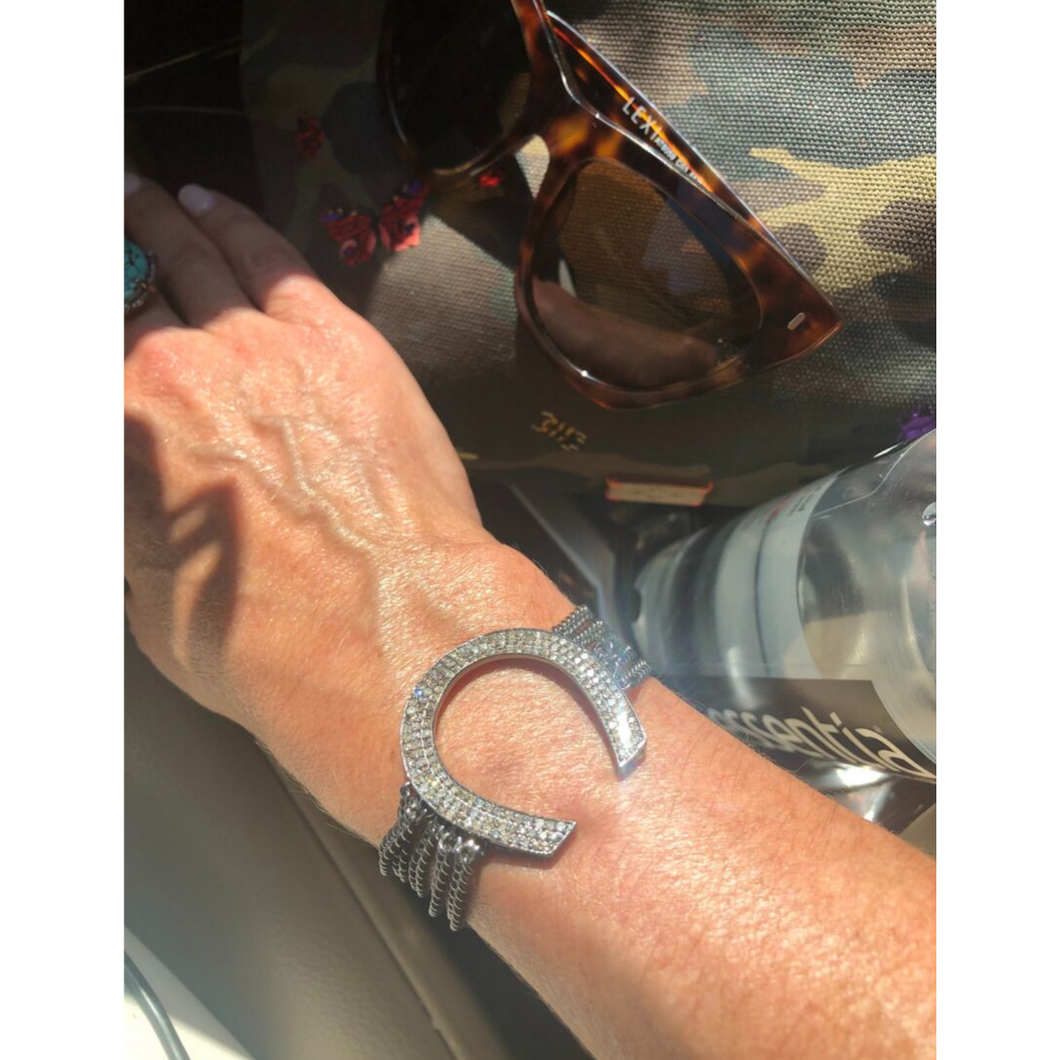 Pave Diamond Horseshoe and Chain Bracelet