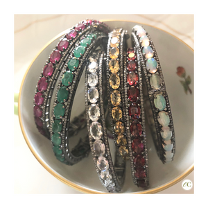 Pave Diamond and Gemstone Bracelets | Multiple Colors