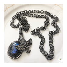 Load image into Gallery viewer, Oxidized Brass Chain with Pave Diamond Swivel Clasp