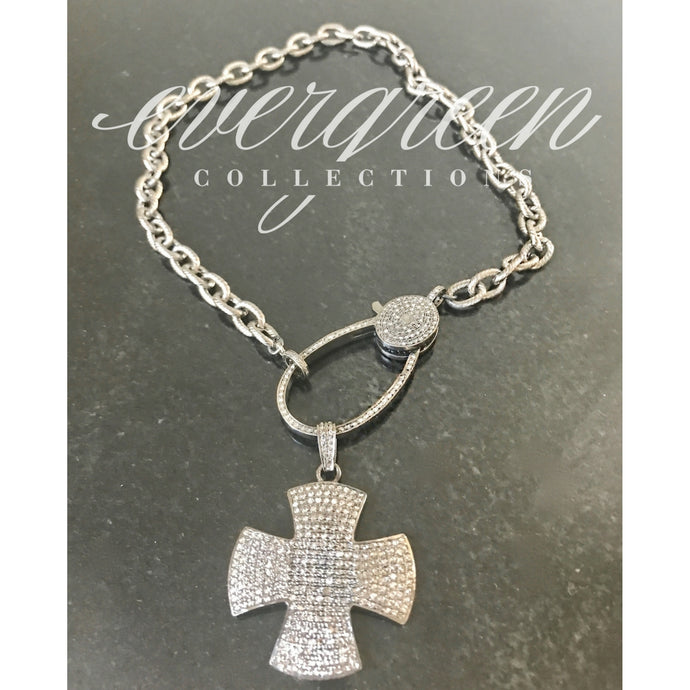XL Pave Diamond Clasp Choker Necklace