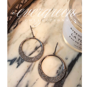 Pave Diamond Circle Earrings | +Colors