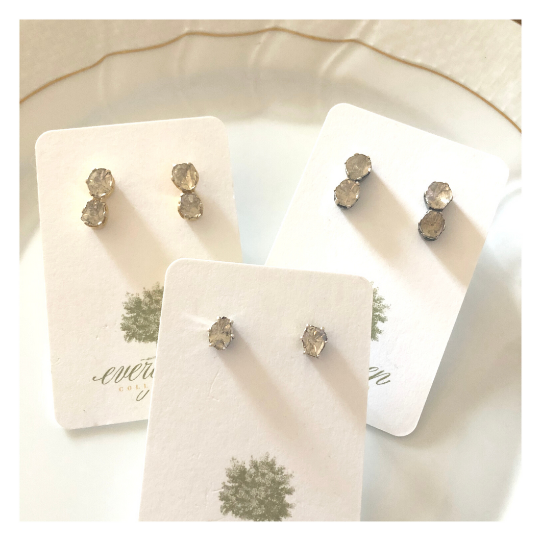 Single Rose Cut Diamond Slice Earrings