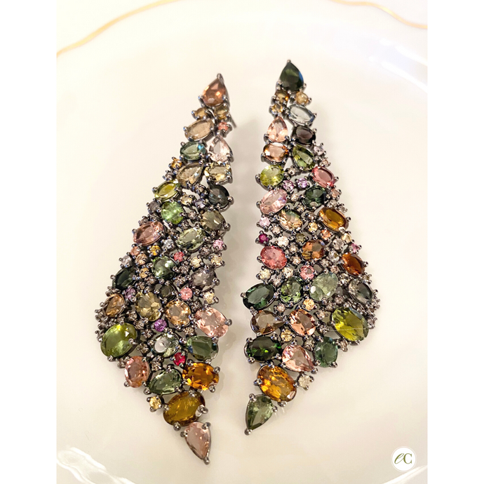 SALE| Tourmaline and Diamond Confetti Earrings