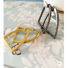 Load image into Gallery viewer, Pave Diamond Stirrup Hoops