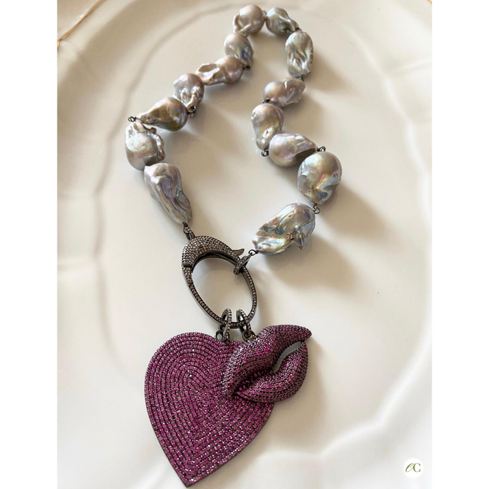 AA+ Freshwater Pearl Necklace with Diamond Clasp