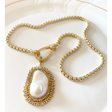 Load image into Gallery viewer, Diamond Baguette and Pearl Pendant