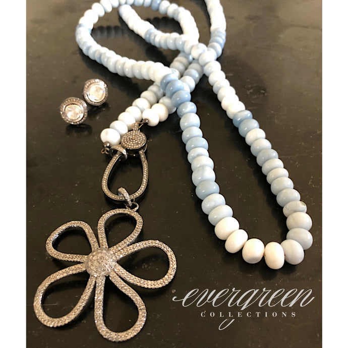 Pave Diamond Flower Outline Pendant