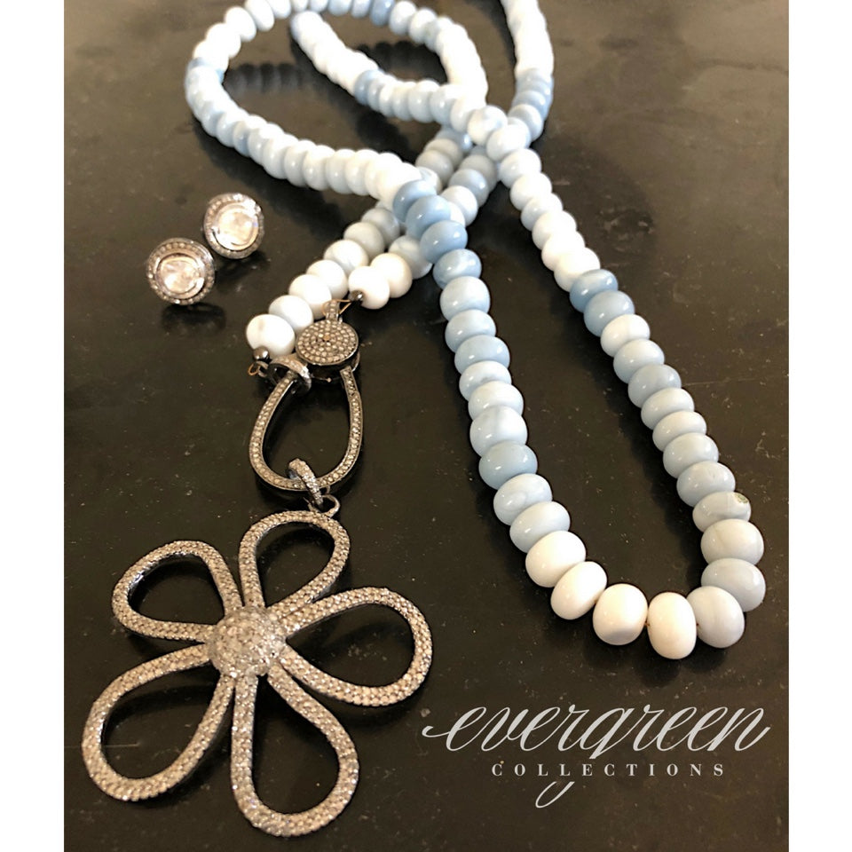 Pave Diamond Flower Outline Pendant