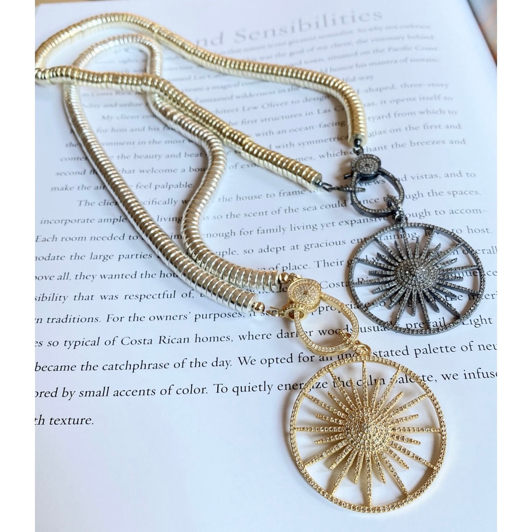 Silver Hematite with Pave Diamond Clasp