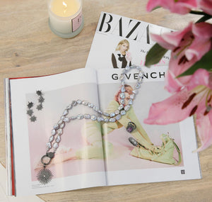 AA+ Freshwater Pearls with Pave Diamond Lock Necklace