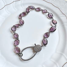 Load image into Gallery viewer, Amethyst Necklace with Pave Diamond Lock
