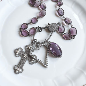 Pave Diamond and Pearl Cross Pendant