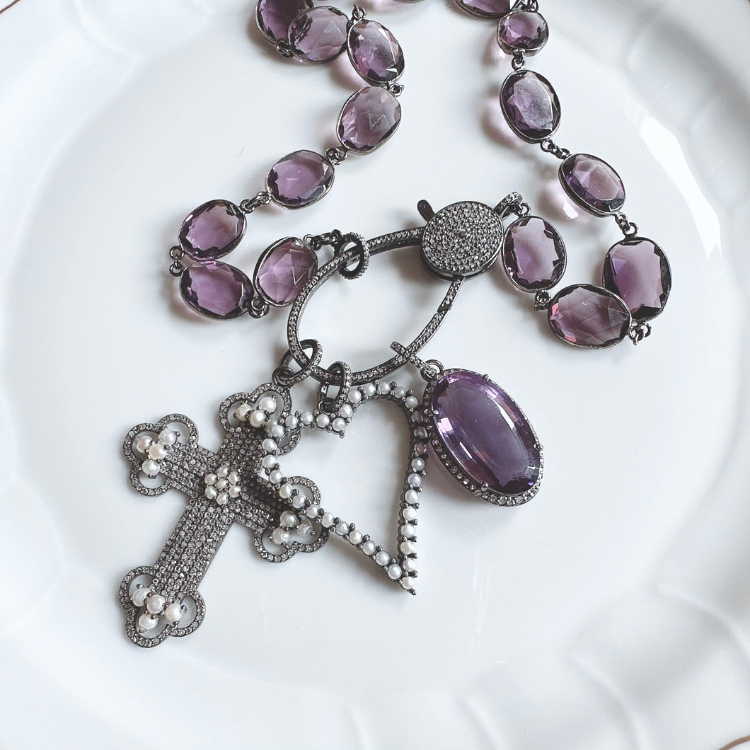 Pave Diamond and Pearl Heart Pendant