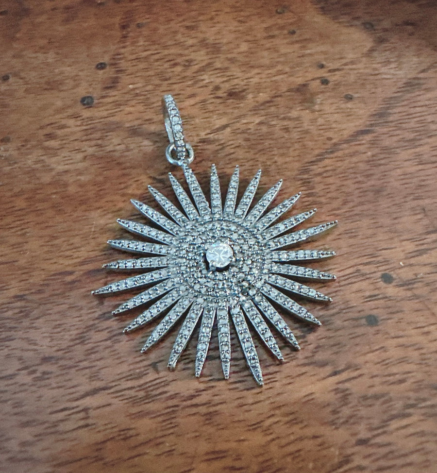 Pave Diamond Starburst with Diamond Center