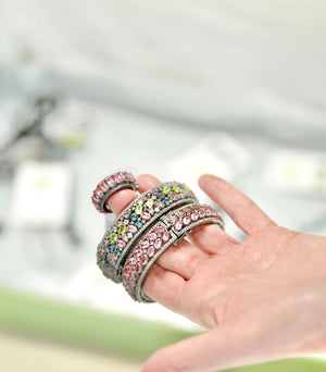 Pave Diamond and Gemstone Bands (Smaller Version) | +Colors