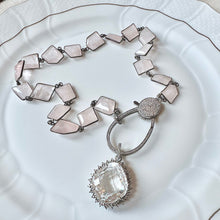 Load image into Gallery viewer, Pink Quartz Necklace with Pave Diamond Lock
