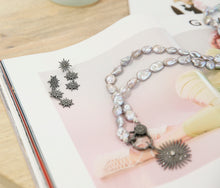 Load image into Gallery viewer, AA+ Freshwater Pearls with Pave Diamond Lock Necklace